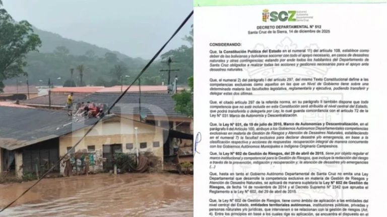 Santa Cruz se declara en desastre departamental tras inundaciones en municipios